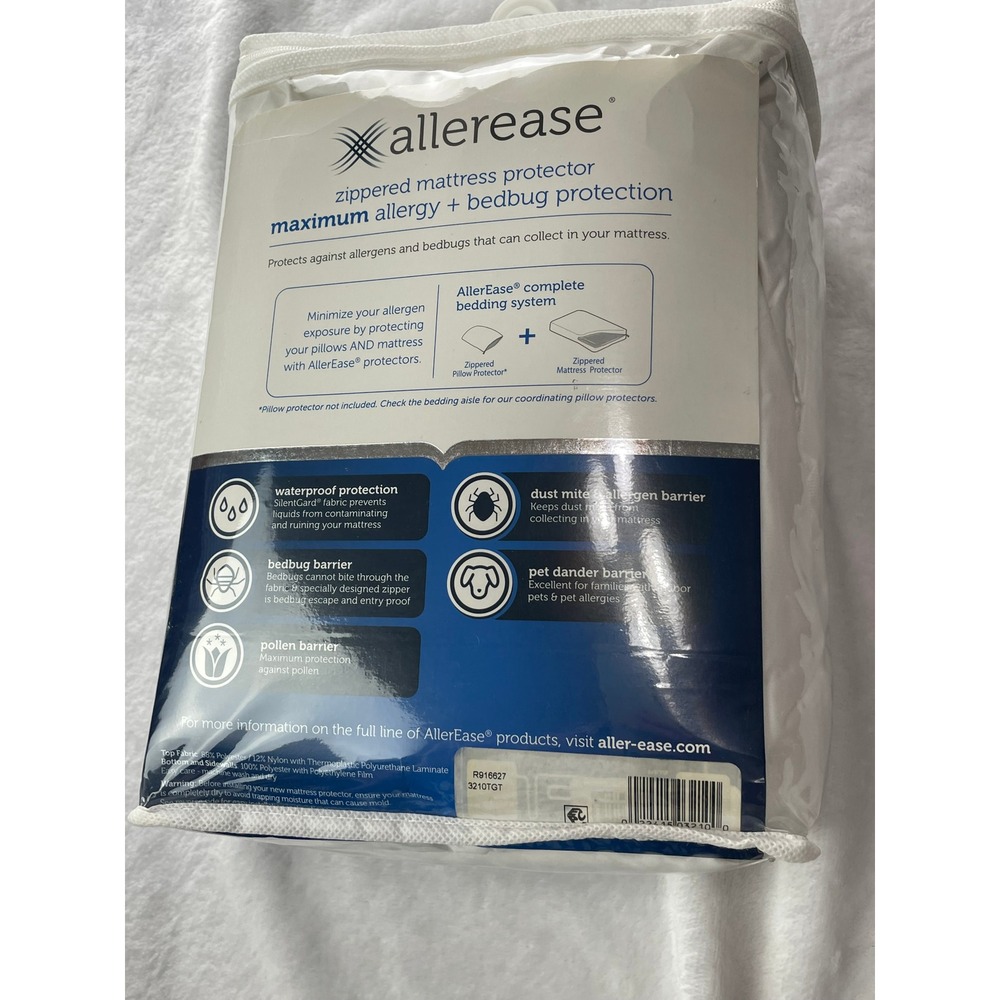 Allerease Twin Zippered Mattress Protector Max Allergy Bedbug Waterproof White - Picture 3 of 4